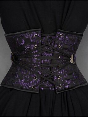 Purple Brocade Lace-Up Waist Cincher Belt - Women Accessories